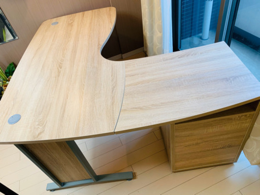 [美品] L字デスク 収納付き 鍵付き 北欧 デンマーク産 PC ワーク 書斎