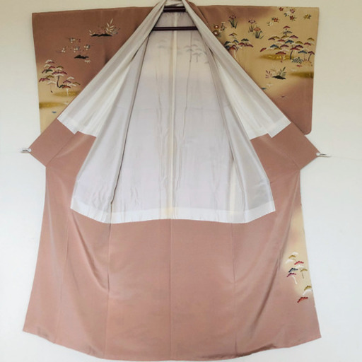 《未使用》しつけ糸付き【作家物・美峰 由佳】金彩 松原に家屋模様訪問着