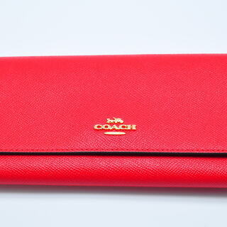 ❤️新品未使用❤️コーチ XGRN TFLD 長財布❤️ギフトボックス付き❤️かわいいレッドカラー❤️の画像