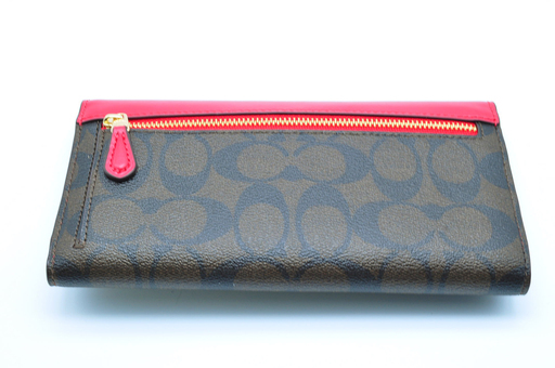 ❤️新品未使用❤️コーチ 長財布❤️シグネチャー柄ブラウンxレッド❤️ギフトボックス付き❤️