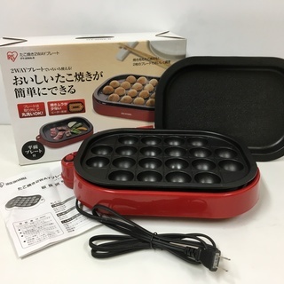 ほぼ未使用 たこ焼きプレート 焼肉 2WAYホットプレート アイリスオーヤマ ITY-20WA 平面プレート 20穴の画像