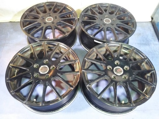 17インチ アルミホイール 日本【エンケイ製】ＣＤ ブラック 黒 エスティマ クラウン ＣＸ-5 ヴェゼル C-HR オデッセイ ＣＸ-3 レヴォーグ エスクード +48 中古/4本