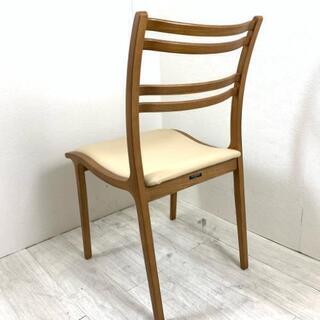 中古 美品 高級家具メーカー 富士ファニチア アームレスチェア ダイニングチェア 2脚セット 軽量 国産 椅子 3S235241の画像