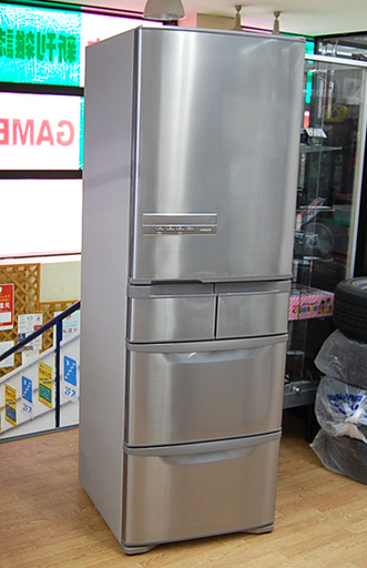 2016年 HITACHI 5ドア冷蔵庫 401L R-K40G まんなか冷凍タイプ シルバー系 400Lクラス スリム 大容量 日立☆ PayPay(ペイペイ)決済可能 ☆ 札幌市 清田区 平岡