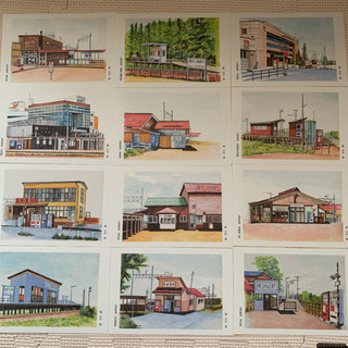 激レア 弘南鉄道 弘南線 全駅（12）スケッチ画ハガキセット