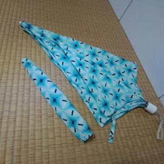折りたたみ傘(04)水色、白の画像