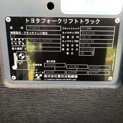 1.5t HF190029 ４ｍマスト　直ぐに納車出来ます！！