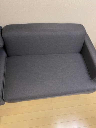 【新品同様】2人がけソファ　チャコールグレー　カウチソファ