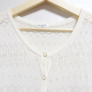 【※お取り引き中】使用回数少なめ★レディース ハニーズ 半袖カーディガン 部分ラメ入りホワイトカラー Mサイズの画像