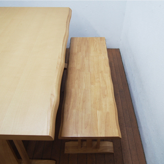 美品】ダイニングテーブルセット ベンチ 回転チェア 幅150cm (BA73)