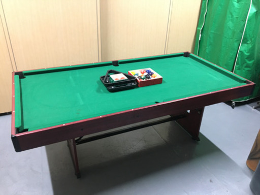 ※終了※【簡易】ビリヤード台 リバーシブル 玉付き キュー無し