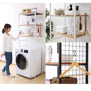 洗濯機ラック　ランドリーラック　ホワイト