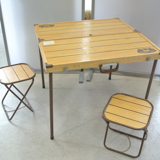 【商談中】レトロ 持ち運びやすい キャンピングテーブルセット(イ...