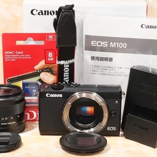 ☆新品級＆すぐ使えるSD付☆キヤノン EOS M100 レンズキット