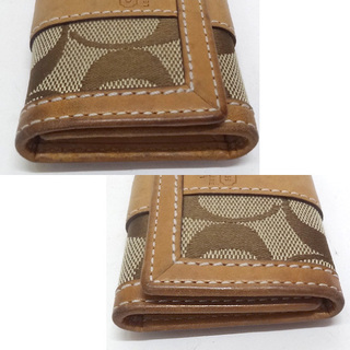 やや難有★本物 COACH コーチ シグネチャー キーケース 5連 ベージュ 札幌 平岸の画像