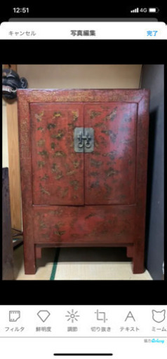 李朝　漆　蒔絵箪笥　蝶柄　アンティーク