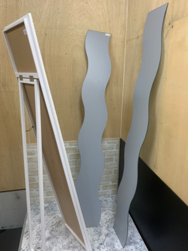 決まりました　全身 姿見 鏡 3点セット ホワイト 貼り付け IKEA