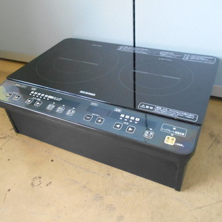 アイリスオーヤマ　２口IHコンロ　IHK-W1-B　専用台付き『...