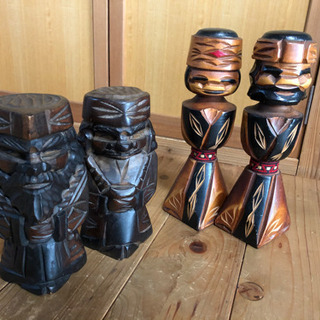 夫婦木彫こけしセット