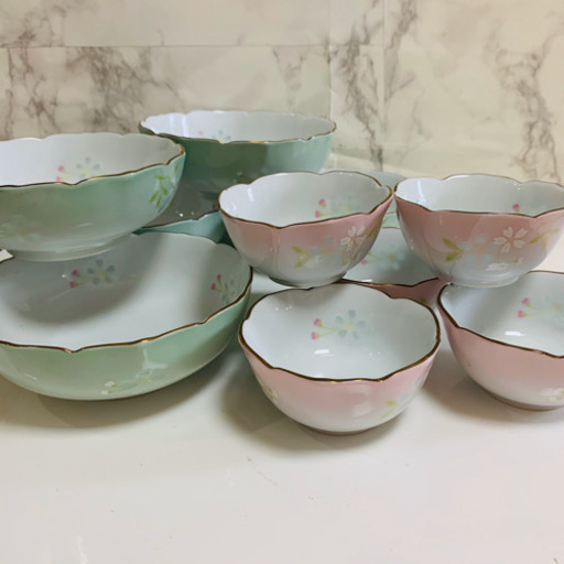 有田焼　桜　サクラ　春　お花　小鉢　親小鉢　ピンク　緑　食器　お皿