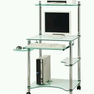 ニトリ　PCデスク　ガラス基調