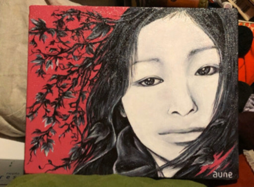 作品として飾れる、キャンバスにアクリル絵の具の肖像画