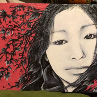 作品として飾れる、キャンバスにアクリル絵の具の肖像画