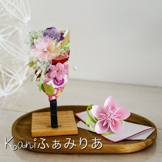 桜づくし♥ワークショップ♥桜の羽子板と折り紙プレートアレンジメント♥