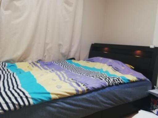 ダブルベッド(引き出し+ライト+コンセント付き+マットレス)