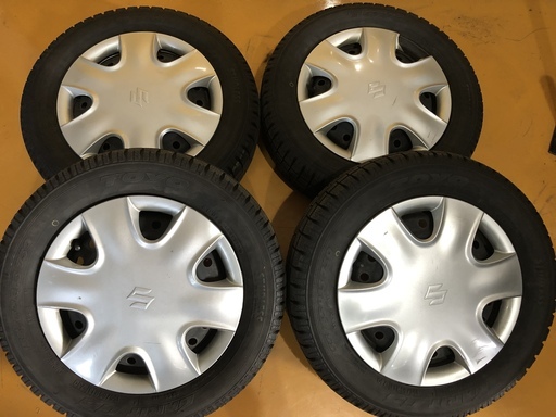 【as15】スズキ等 13インチ スチールホイール　純正カバー 13インチ 4H-100 155/65R13 ＴＯＹＯ 4本セット 中古 手渡し可