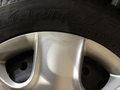【as15】スズキ等 13インチ スチールホイール　純正カバー 13インチ 4H-100 155/65R13 ＴＯＹＯ 4本セット 中