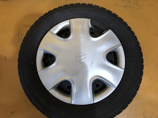 【as15】スズキ等 13インチ スチールホイール　純正カバー 13インチ 4H-100 155/65R13 ＴＯＹＯ 4本セット 中