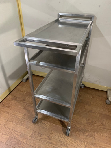 業務用　ステンレス製　キャスター付き　4段式　ワゴンカート　作業台キャーリー　W350xD750xH850mm