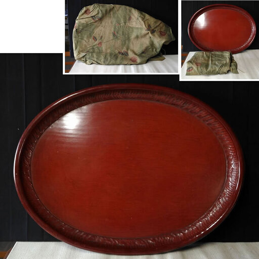 c656 後藤塗 盆 煎茶盆 木製 漆塗 朱塗 茶道具 煎茶道具