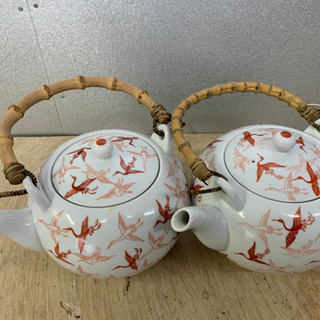 昭和中期　則武　千羽鶴絵　急須2点セット　木箱入りの画像