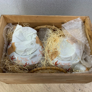 昭和中期　則武　千羽鶴絵　急須2点セット　木箱入りの画像