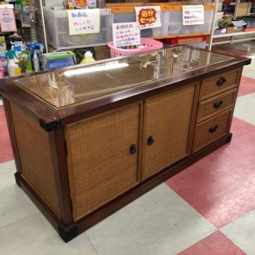 中古 店舗近郊送料格安 KAZAMA ラタンキャビネットセット 幅120cm×奥47cm×高51cm