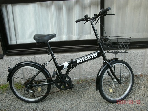 引取り者決定しました KAZATO カザト FKZ-206　折り畳み自転車 20インチ　カゴ付 シマノ6段変速ギア