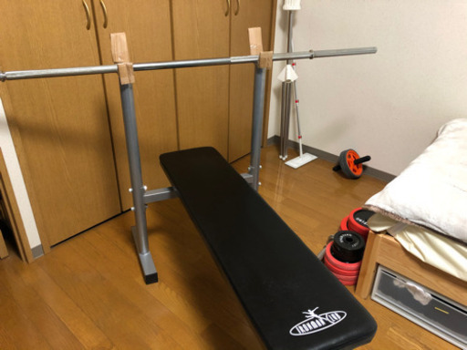 FIGHTING ROAD(ファイティングロード) バーベル・ダンベル50kgセット　プレートラバー付き　筋トレ器具