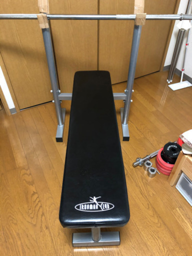 FIGHTING ROAD(ファイティングロード) バーベル・ダンベル50kgセット　プレートラバー付き　筋トレ器具