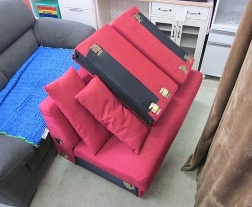 南12条店 二人掛け ソファ 幅157cm 布製 赤色 脚付き
