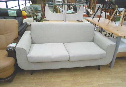 2人掛け ソファ 布地 幅158 座面高43cm ベージュ ☆ PayPay(ペイペイ)決済可能 ☆ 札幌市 清田区 平岡
