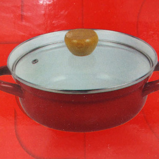 新品 18cmホーロー鍋 1人用鍋 ガラス蓋 卓上鍋 両手鍋 ガ...