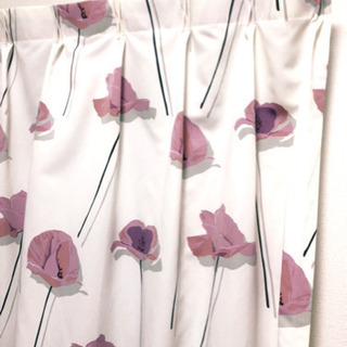 【お譲り先決定】ミラーレース＋花柄カーテンセット おしゃれ 北欧風 遮光 花柄カーテン しっかり遮光 の画像