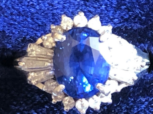 サファイアリング　早いもん勝ち　試着歓迎　オリジナル　サファイヤリング　７号　0.43 202プラチナ