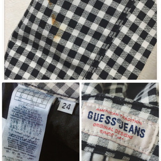 ご購入者様決定［GUESS ®️JEANS］ギンガムチェック  スキニー ストレートパンツ白黒の画像