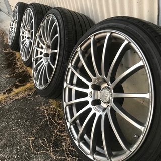極上！114.3 5H +45 AVS F15 鍛造 19インチアルミ 国産バリ山タイヤセット( クラウン.マジェスタ.アルファード.エスティマの画像