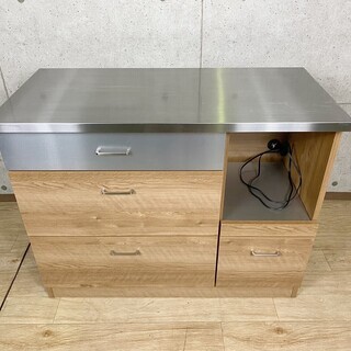 3*36(1) キッチンカウンター 末次家具 ライトブラウン 茶 ナチュラル ステンレス ACORDE アコルデ キッチンボード レンジ台 レンジボード キッチン収納
