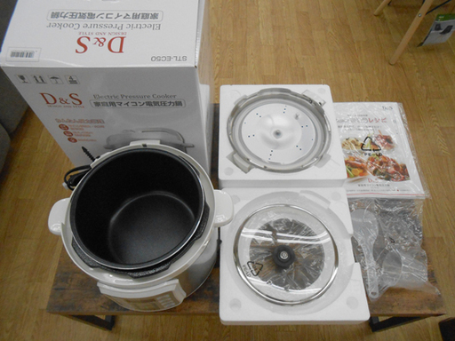 未使用 D&S 家庭用マイコン電気圧力鍋 STL-EC50 4.0L 1-6合 電気圧力鍋 レシピブック付き 2017年製 ☆ PayPay(ペイペイ)決済可能 ☆ 札幌市 清田区 平岡