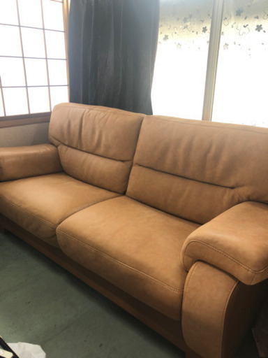 富山高岡　高級レザーソファ大30万激安出品